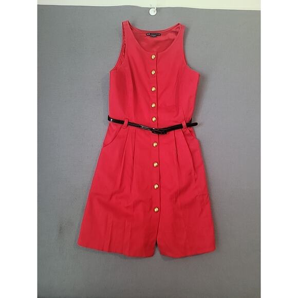 AX Armani Exchange Red Sleeveless Dress Size 0 Gold Buttons Black Belt NWOT - Picture 1 of 9